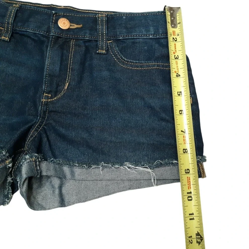 Old Navy Shorts Girls 12 Blue Denim‎ Dark Wash Cuffed Mid Rise Beach NWOT